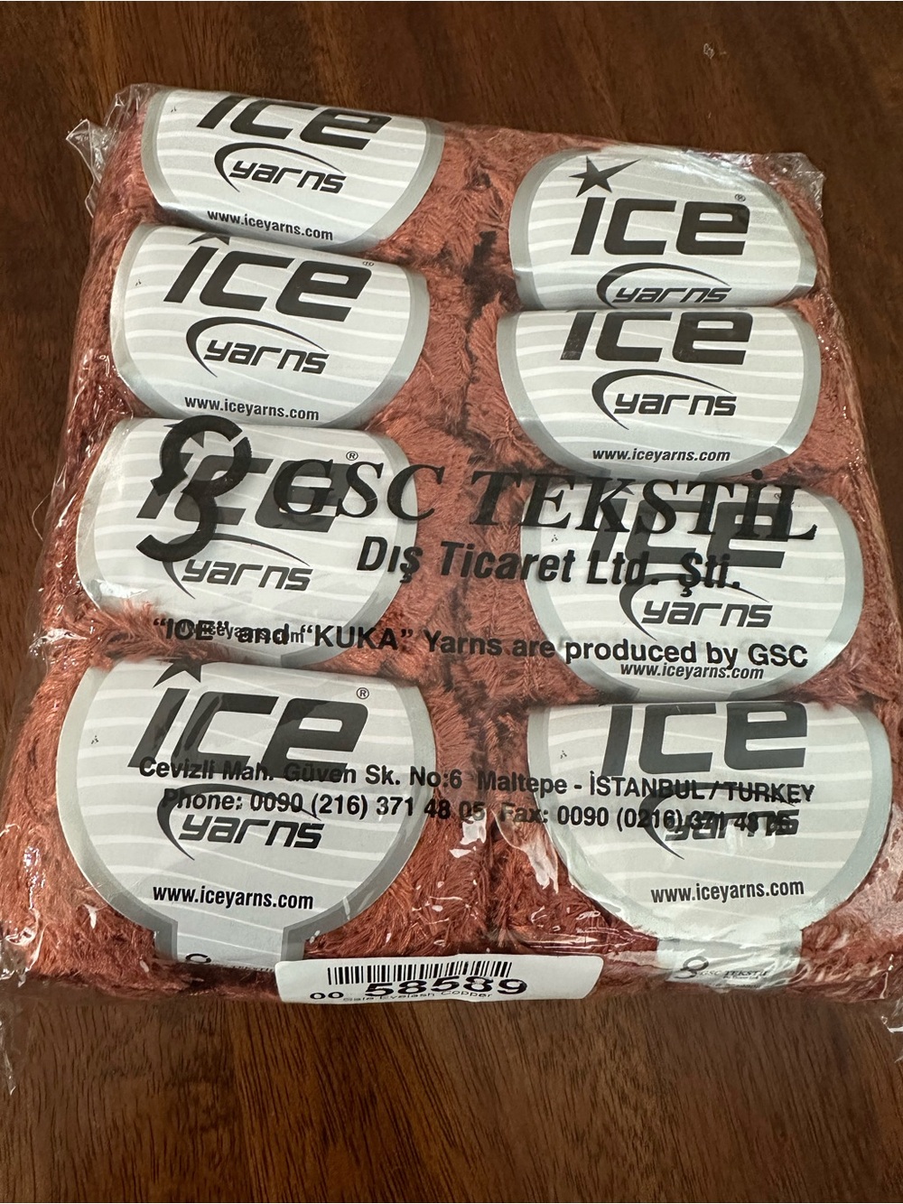 New ICE Copper Rust Shade Eyelash Yarn 8 for Knitting & Crochet Craft Lei